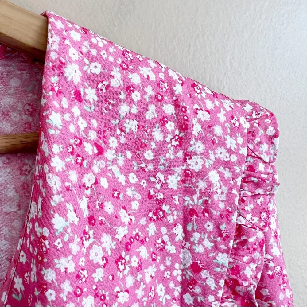 WAYF Amie Button Up Blouse Cherise Ditsy Floral XS cottagecore prairie - Picture 6 of 11